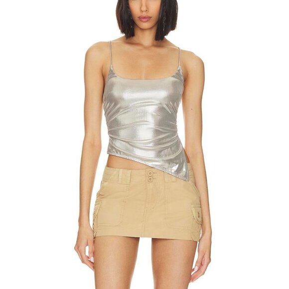 NWT Superdown metallic silver asymmetrical tank top🪩🍸 - Picture 1 of 6